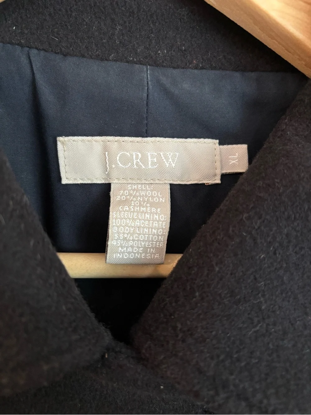 J.Crew Classic Black Wool Peacoat XL - Picture 2 of 7